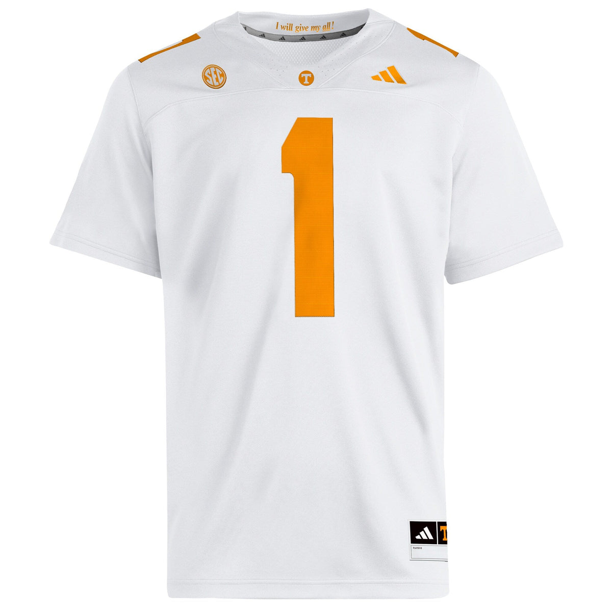 White Tennessee Volunteers Away Premier Jersey product image 5, provided for visual reference and product detail review