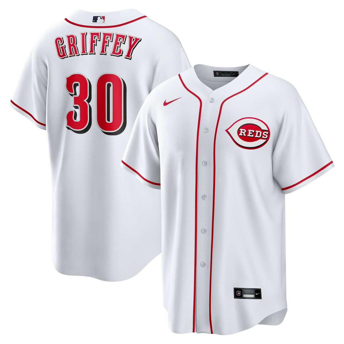 Cincinnati Reds Ken Griffey Jr. White Home Retired Player Replica Jersey product image 2, provided for visual reference and
