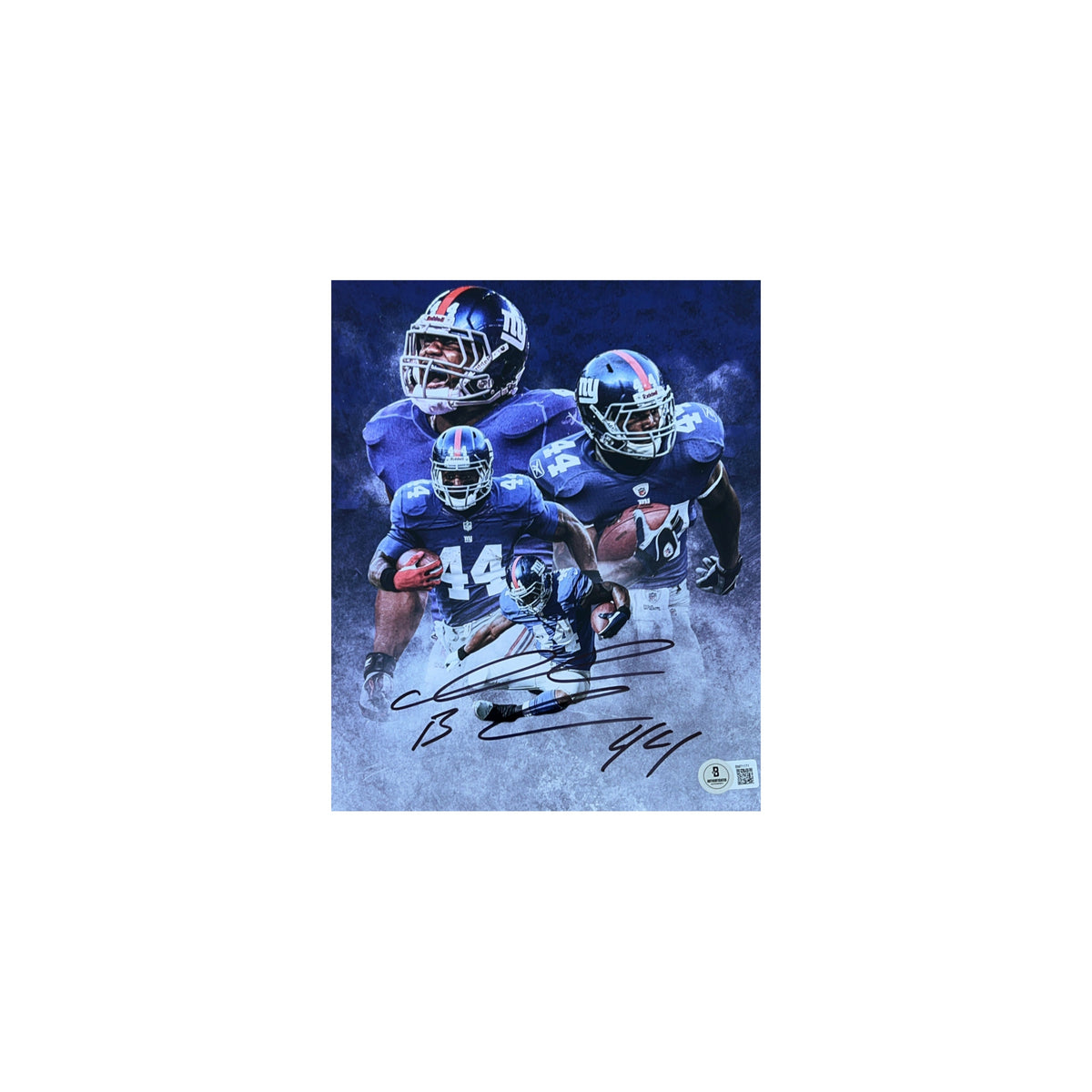 Ahmad Bradshaw Autographed New York Giants Edit 8x10 Beckett product image 1, provided for visual reference and product