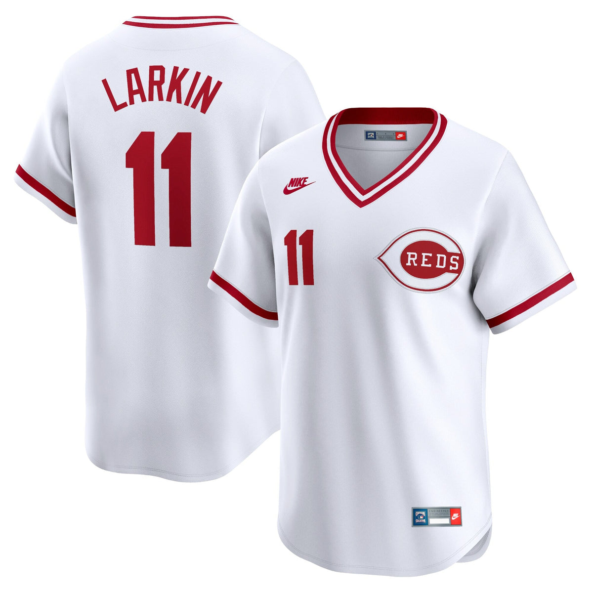Cincinnati Reds Barry Larkin White Throwback Cooperstown Limited Jersey product image 1, provided for visual reference and