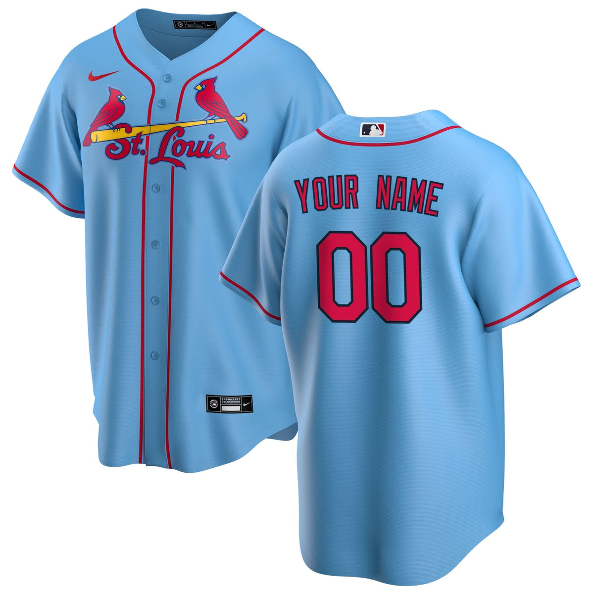 St. Louis Cardinals Light Blue Alternate Replica Custom Jersey product image 2, provided for visual reference and product