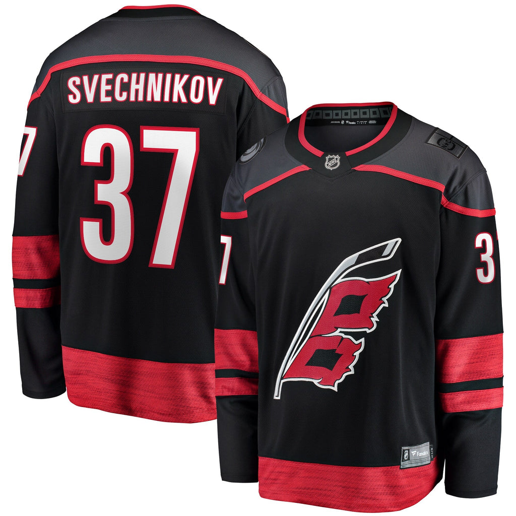 Carolina Hurricanes Andrei Svechnikov Black Home Breakaway Jersey product image 2, provided for visual reference and product
