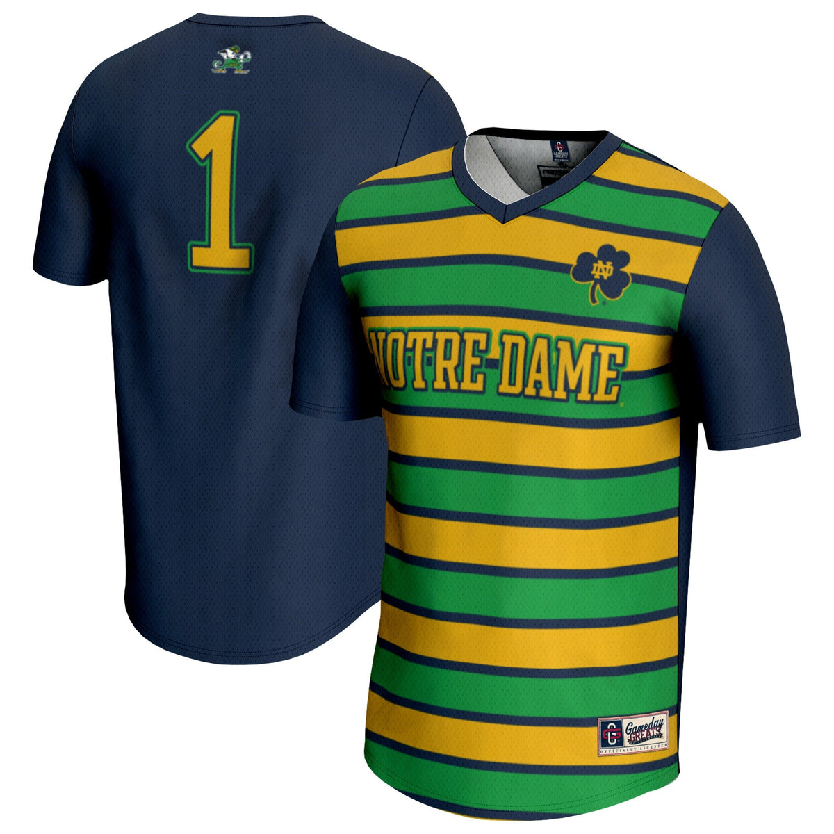#1 Notre Dame Fighting Irish Lightweight Soccer Fashion Jersey - Navy product image 2, provided for visual reference and