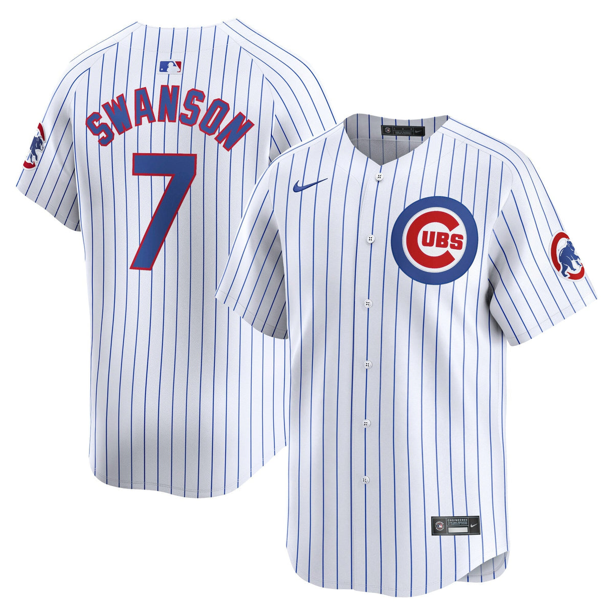 Chicago Cubs Dansby Swanson White Home Limited Player Jersey product image 1, provided for visual reference and product