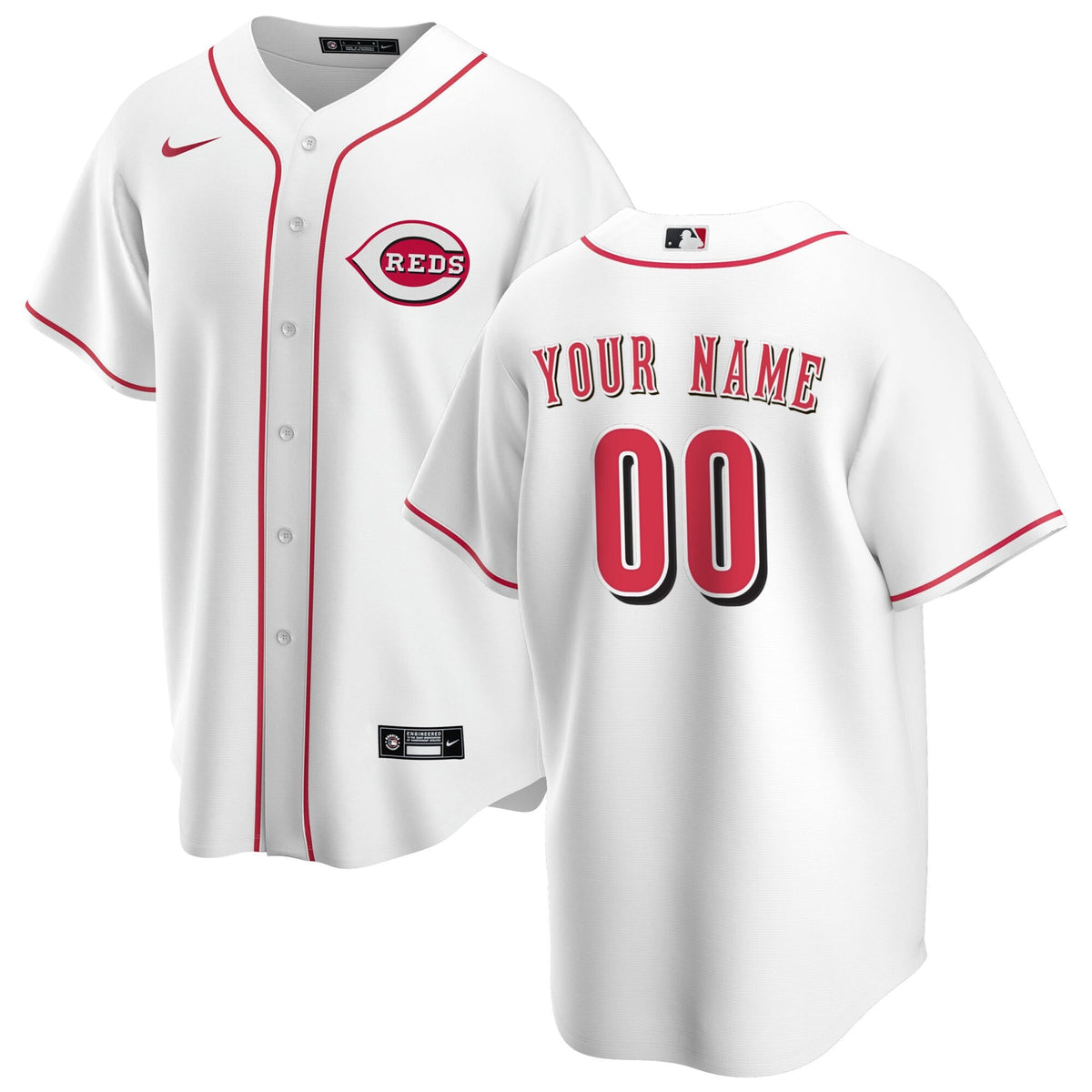 Cincinnati Reds White Home Replica Custom Jersey product image 2, provided for visual reference and product detail review