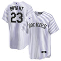 Colorado Rockies Kris Bryant White/Purple Replica Player Jersey product image 1, provided for visual reference and product