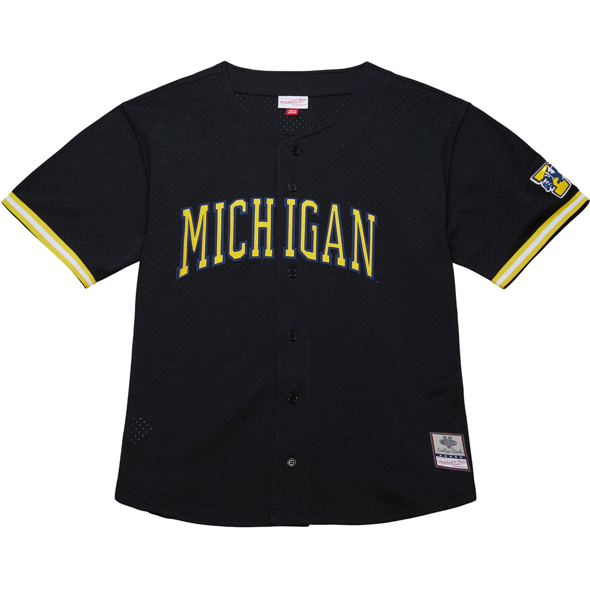 Michigan Wolverines On The Clock Full-Button Fashion Jersey - Black product image 3, provided for visual reference and