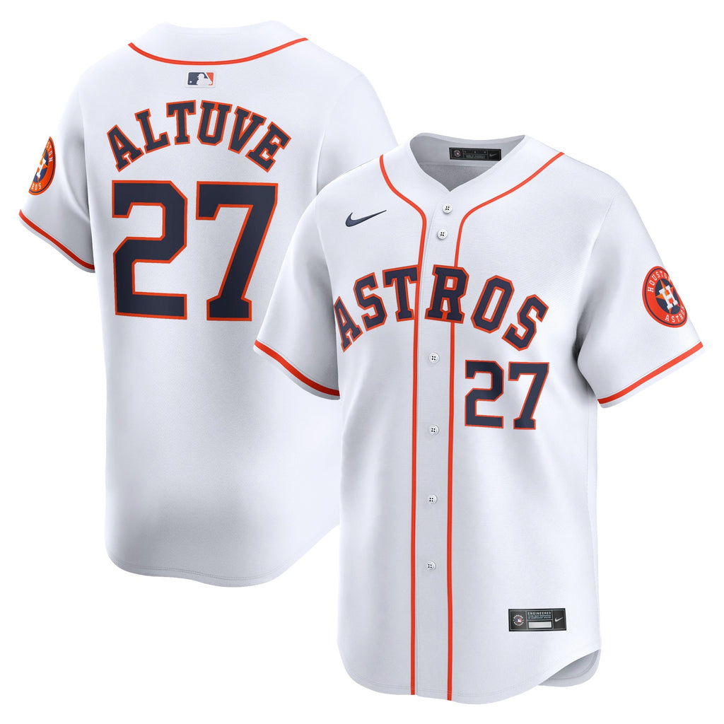 Houston Astros Jose Altuve White Home Limited Player Jersey product image 1, provided for visual reference and product