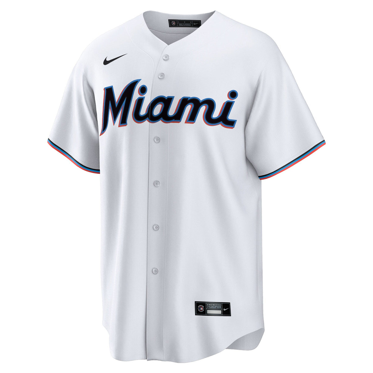 Miami Marlins White Home Blank Replica Jersey product image 3, provided for visual reference and product detail review