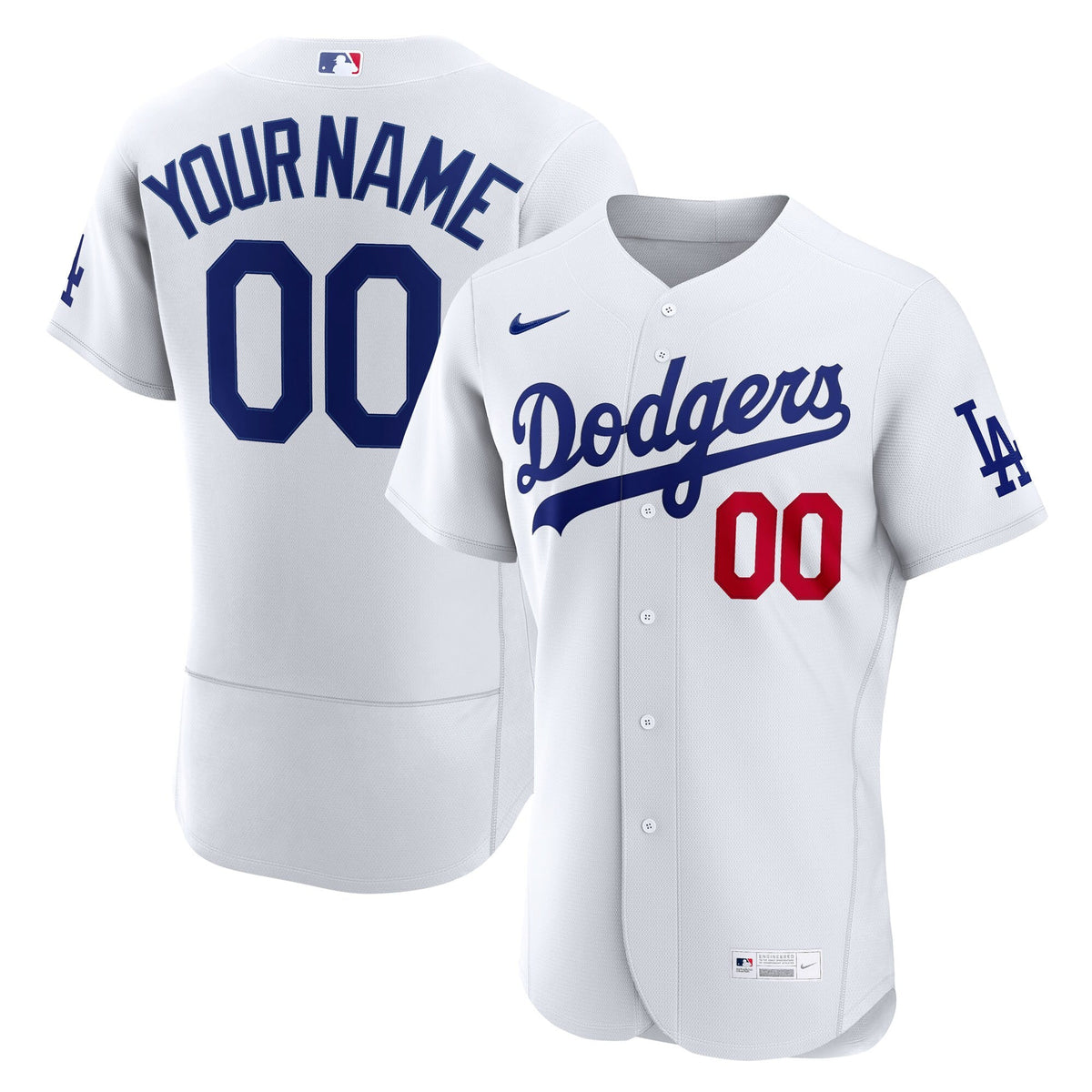 Los Angeles Dodgers White Home Authentic Custom Jersey product image 2, provided for visual reference and product detail