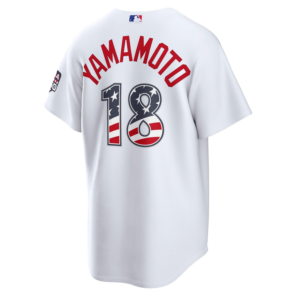 Fourth of July Los Angeles Dodgers Yoshinobu Yamamoto White USA 250 Stadium Jersey product image 4, provided for visual