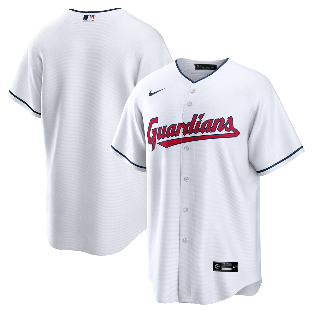 Cleveland Guardians White Home Blank Replica Jersey product image 1, provided for visual reference and product detail review