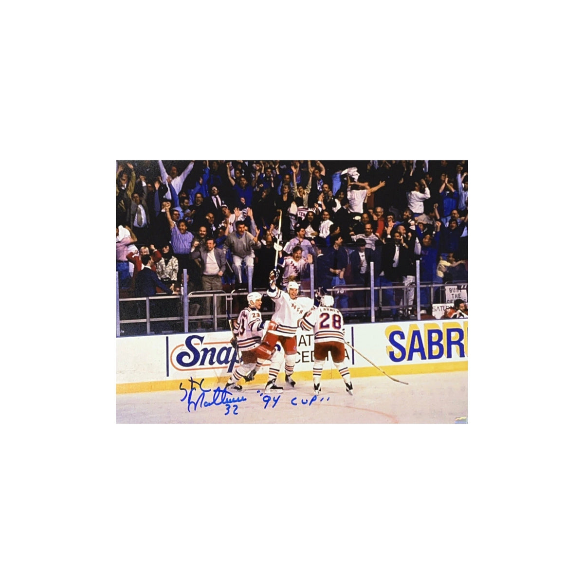 Stephane Matteau Autographed New York Rangers 11x14 "94 Cup" Inscription Steiner CX product image 1, provided for visual