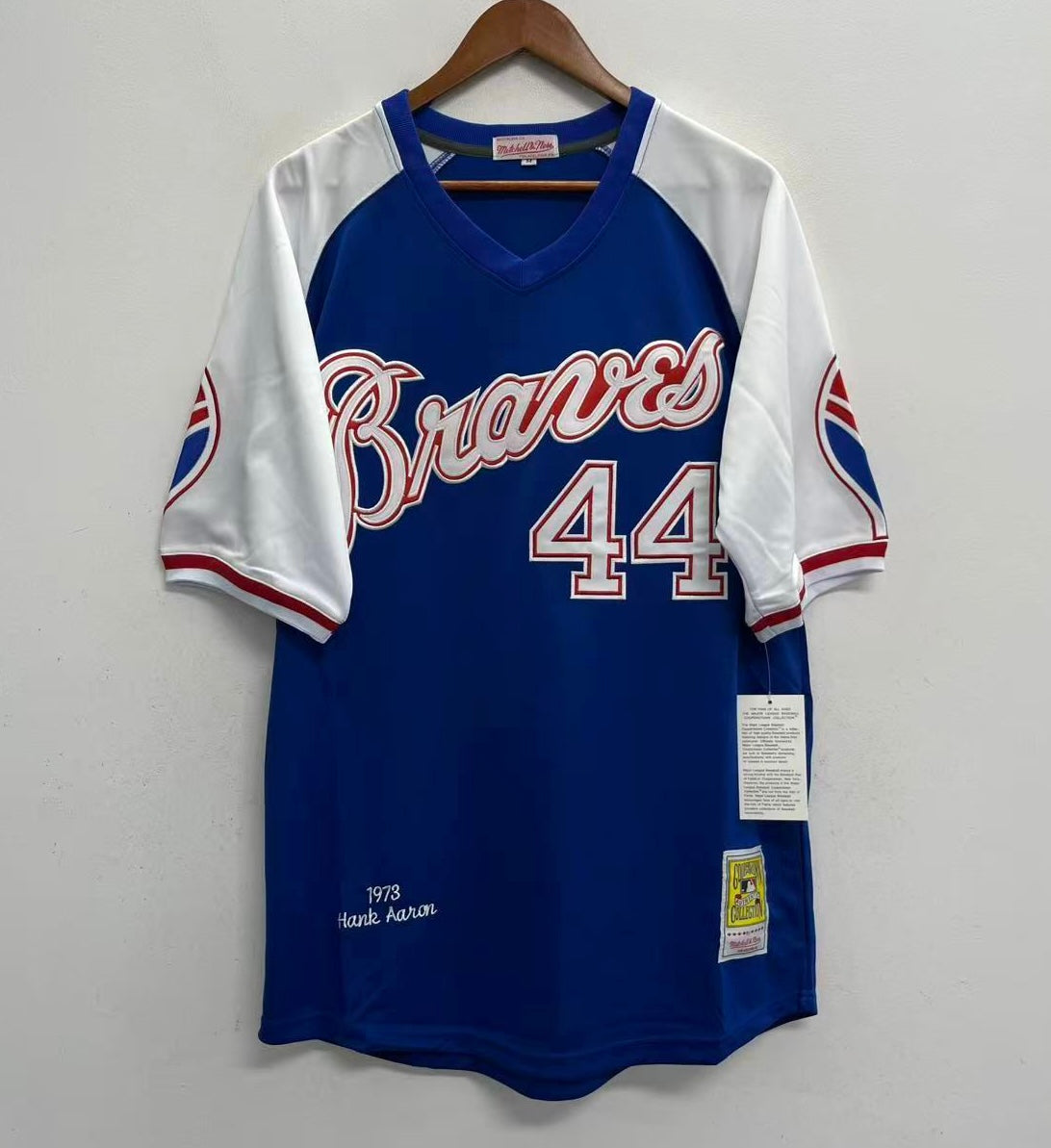 Hank Aaron 1973 YOUTH KIDS Atlanta Braves jersey Mitchell & product image 2