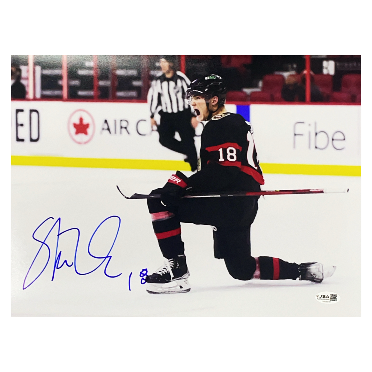 Tim Stutzle Autographed Ottawa Senators Horizontal 11x14 Photo JSA product image 1, provided for visual reference and