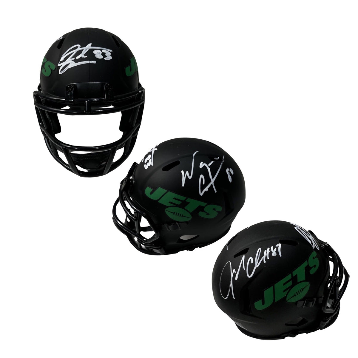 Santana Moss, Wayne Chrebet & Laveranues Coles Autographed New York Jets Eclipse Mini Helmet Steiner CX product image 1,