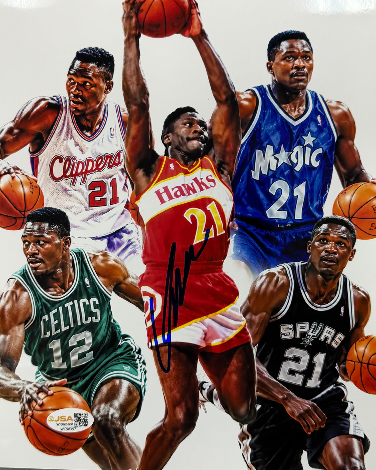 Dominique Wilkins Every Team Ediit 8x10 JSA product image 1, provided for visual reference and product detail review