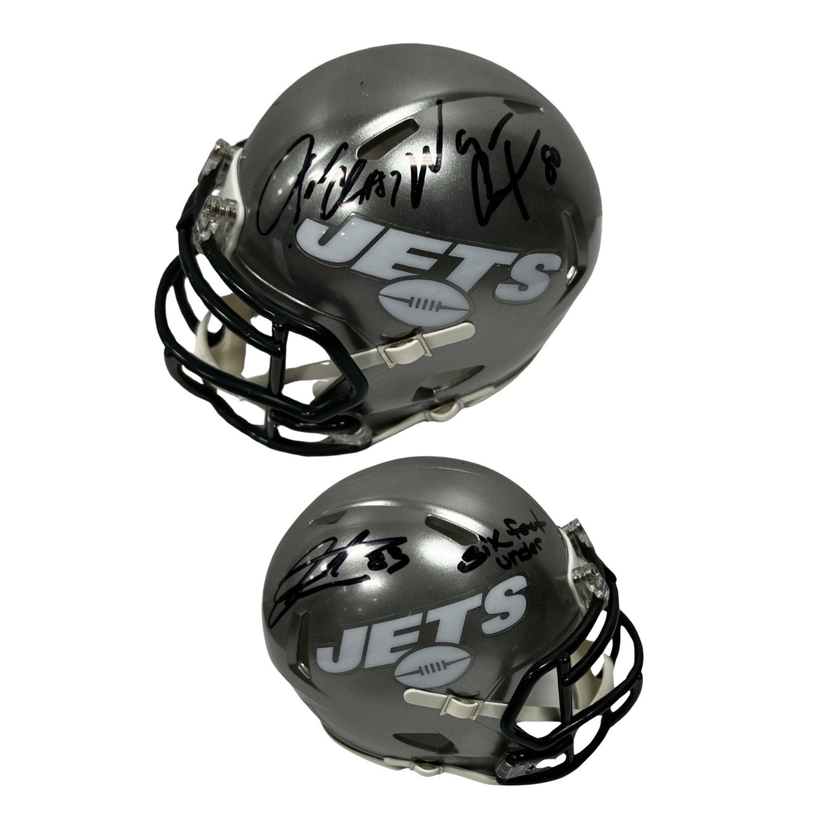 Santana Moss, Wayne Chrebet & Laveranues Coles Autographed New York Jets Flash Mini Helmet "Six Feet Under" Inscription