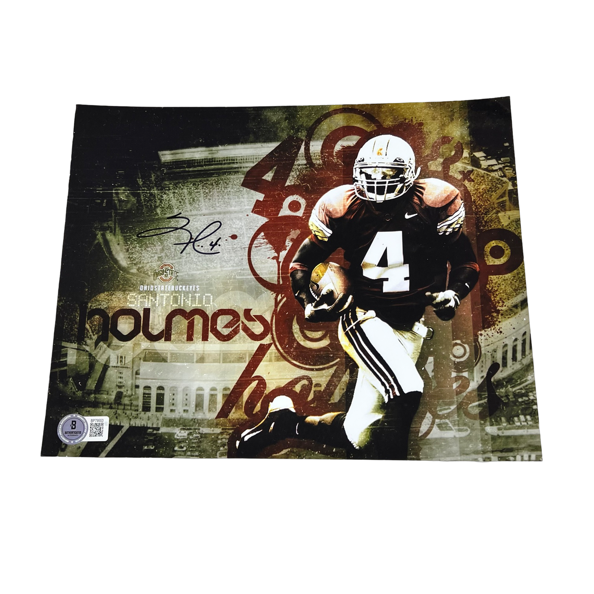 Santonio Holmes Autographed Ohio State 8x10 Beckett product image 1, provided for visual reference and product detail review