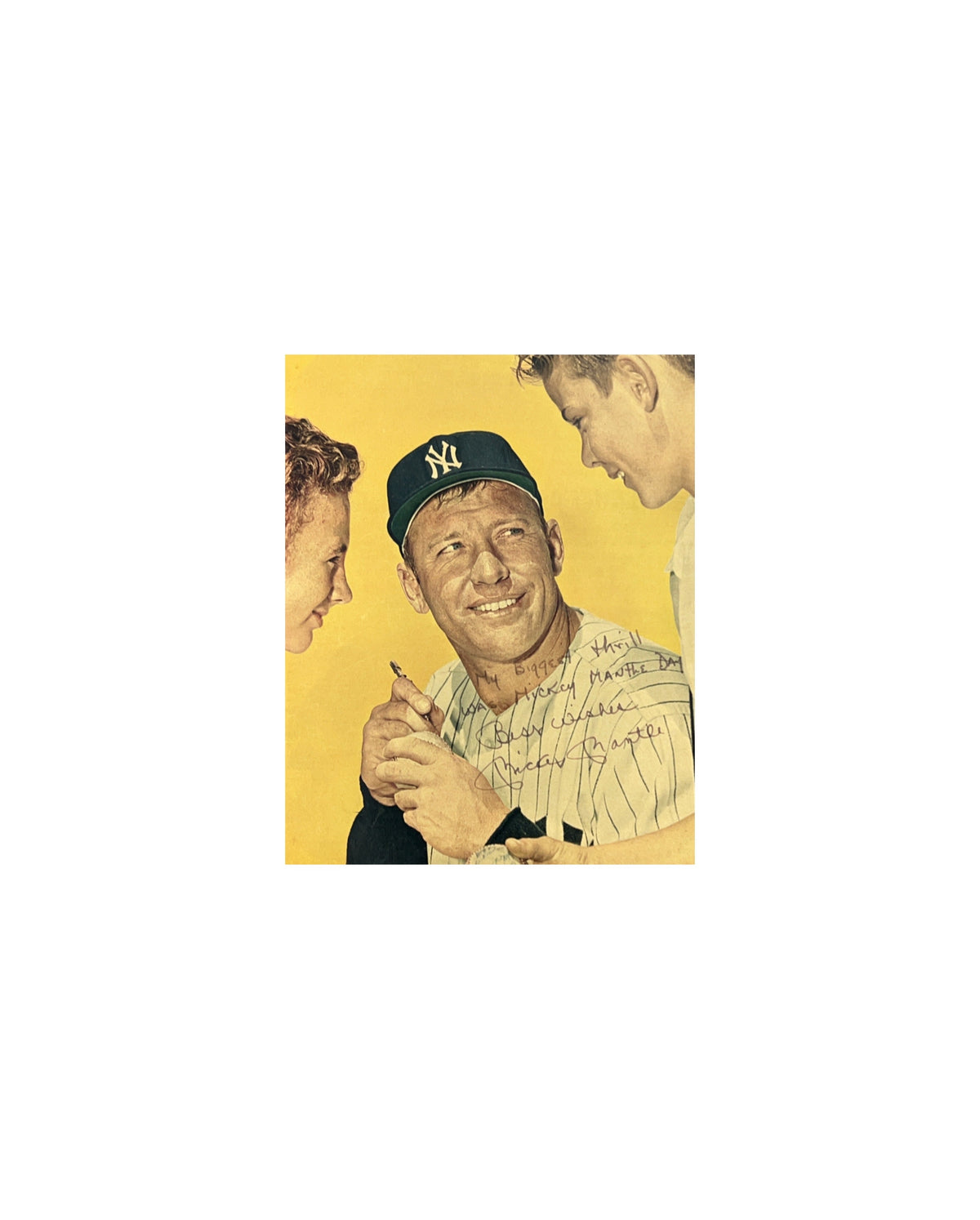Mickey Mantle Autographed New York Yankees 8x10 Magazine Photo "My Biggest Thrill Was Mickey Mantle Day & Best Wishes"