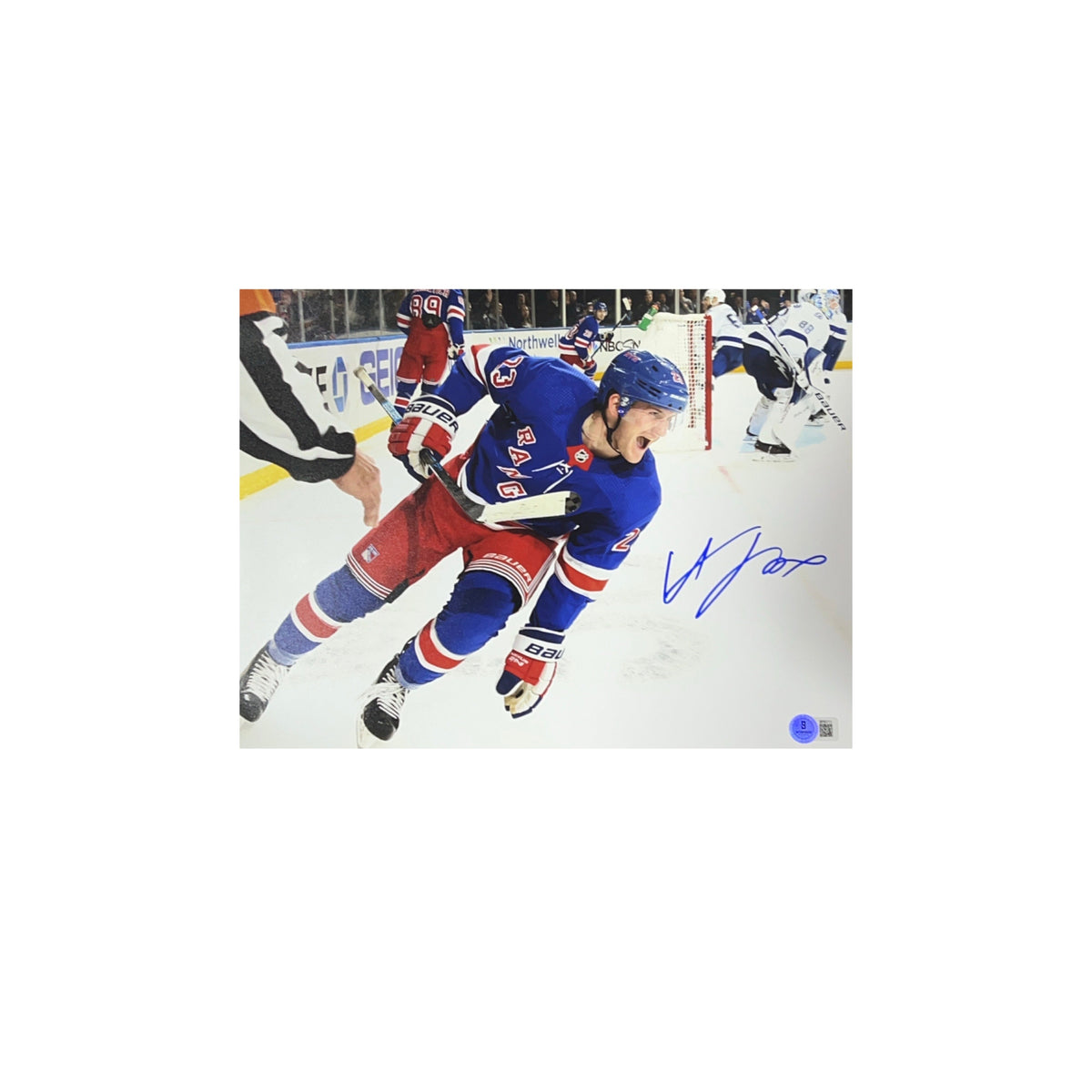 Adam Fox Autographed New York Rangers Skating 11x14 Beckett product image 1, provided for visual reference and product