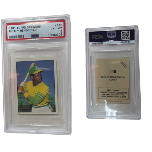 1981 Topps Rickey Henderson Album Sticker #115 PSA 6 product image 1, provided for visual reference and product detail review