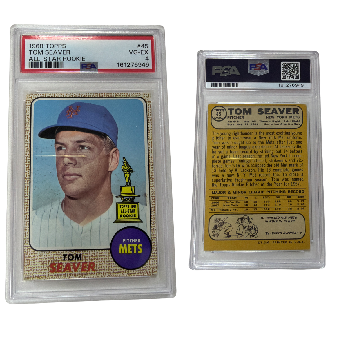 1968 Topps Tom Seaver PSA 4! product image 1, provided for visual reference and product detail review