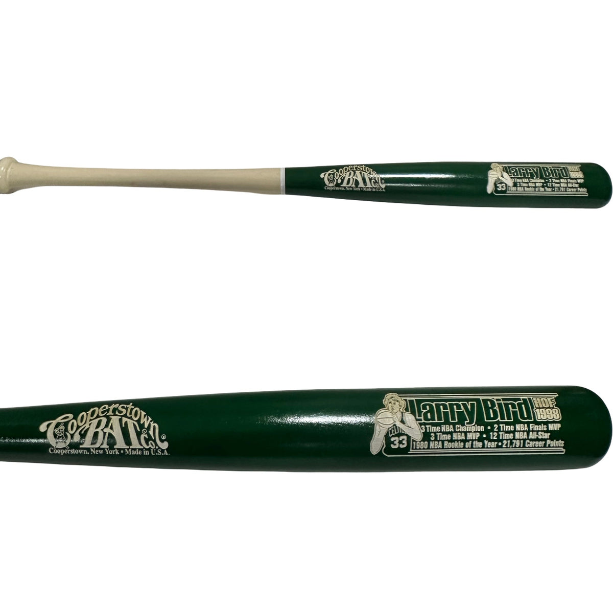 Larry Bird Unsigned Cooperstown Bat Co Green Barrel Bat product image 1, provided for visual reference and product detail