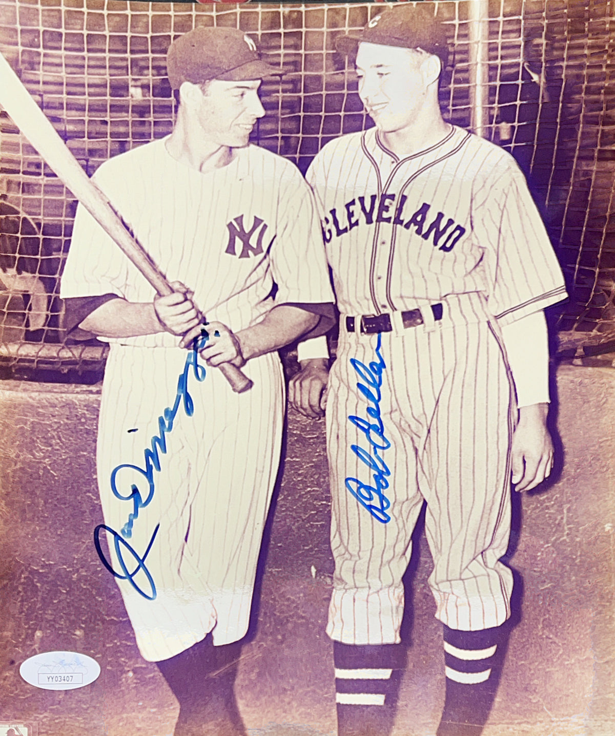 Joe Dimmagio & Bob Feller Autographed 8x10 Photo JSA product image 1, provided for visual reference and product detail review