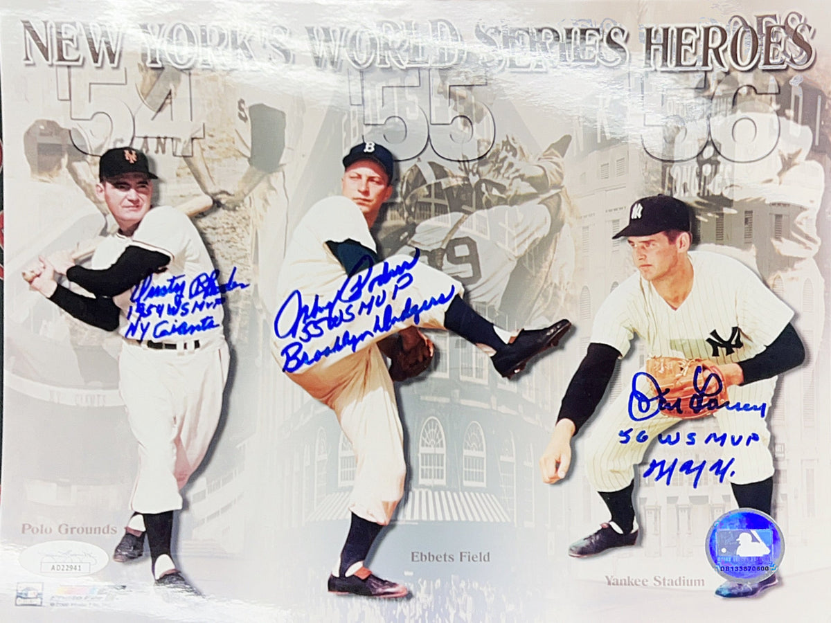 Dusty Rhodes, Don Larsen & Johnny Podres Autographed 8x10 Photo product image 1, provided for visual reference and product