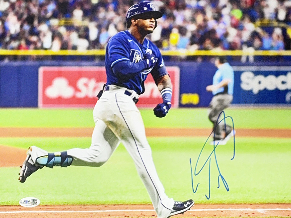 Wander Franco Autographed Tampa Bay Rays Running Bases 11x14 JSA product image 1, provided for visual reference and product