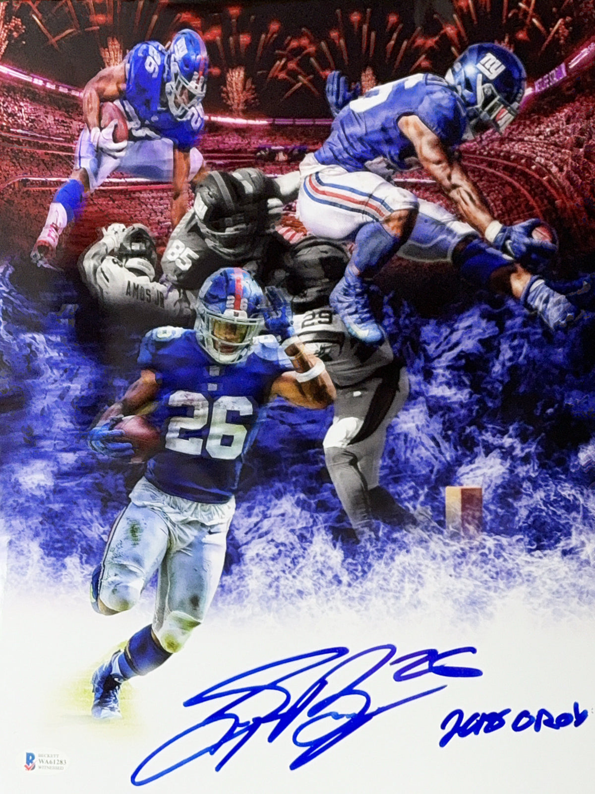 Saquon Barkley Autographed New York Giants Collage "2018 ROY" 11x14 Beckett product image 1, provided for visual reference