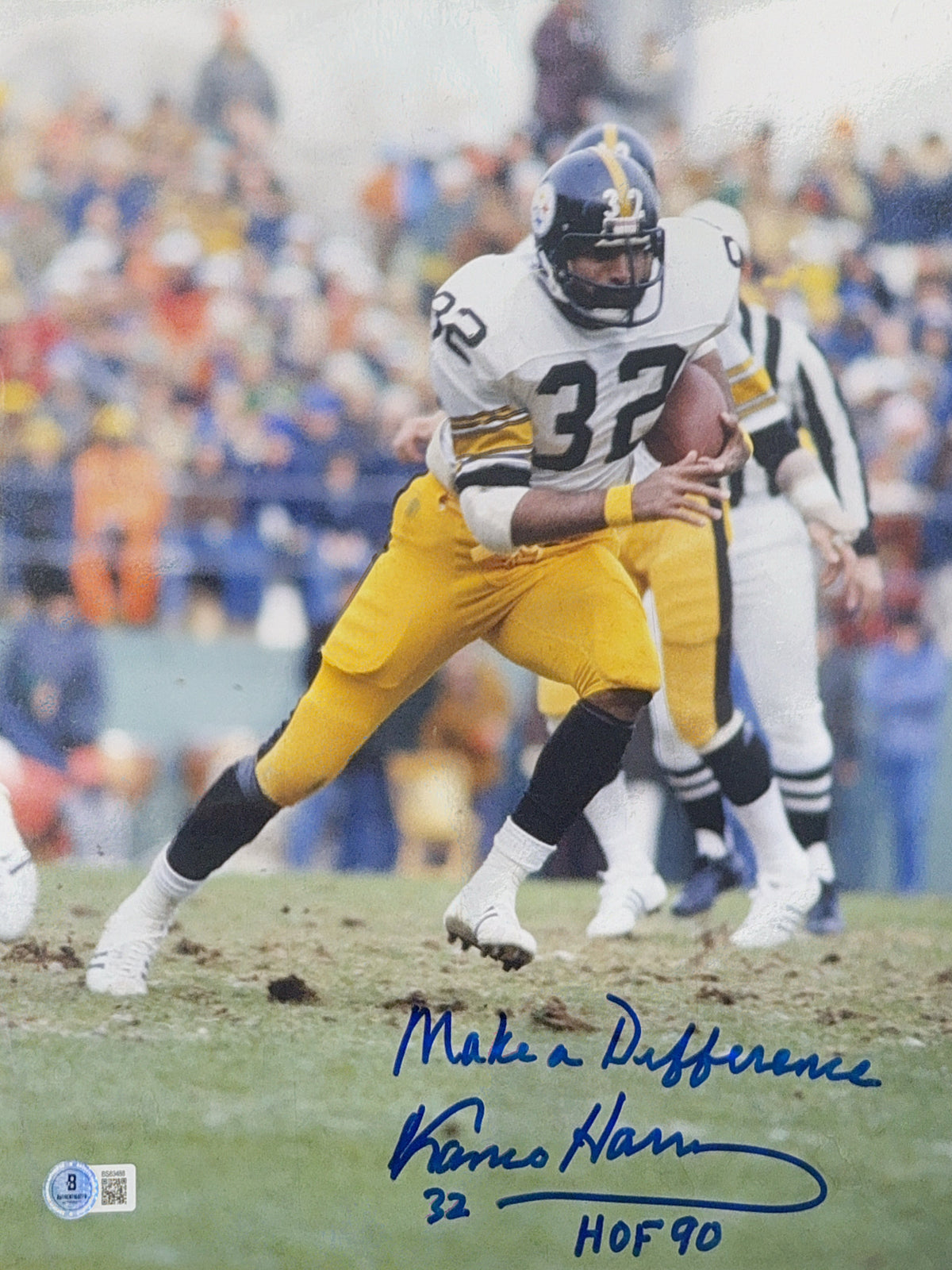 Franco Harris Autographed Pittsburgh Steelers White Jersey 11x14 Beckett product image 1, provided for visual reference and