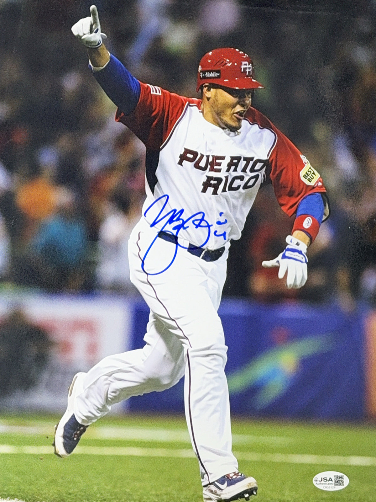 Yadier Molina Autographed St Louis Cardinals Puerto Rico 11x14 JSA product image 1, provided for visual reference and