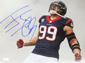 JJ Watt Autographed Houston Texans Smoke Helmet On 11x14 JSA product image 1, provided for visual reference and product