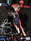 Steve Francis Houston Rockets Blue Jersey Dunk From Behind Autographed 8x10 Beckett product image 1, provided for visual