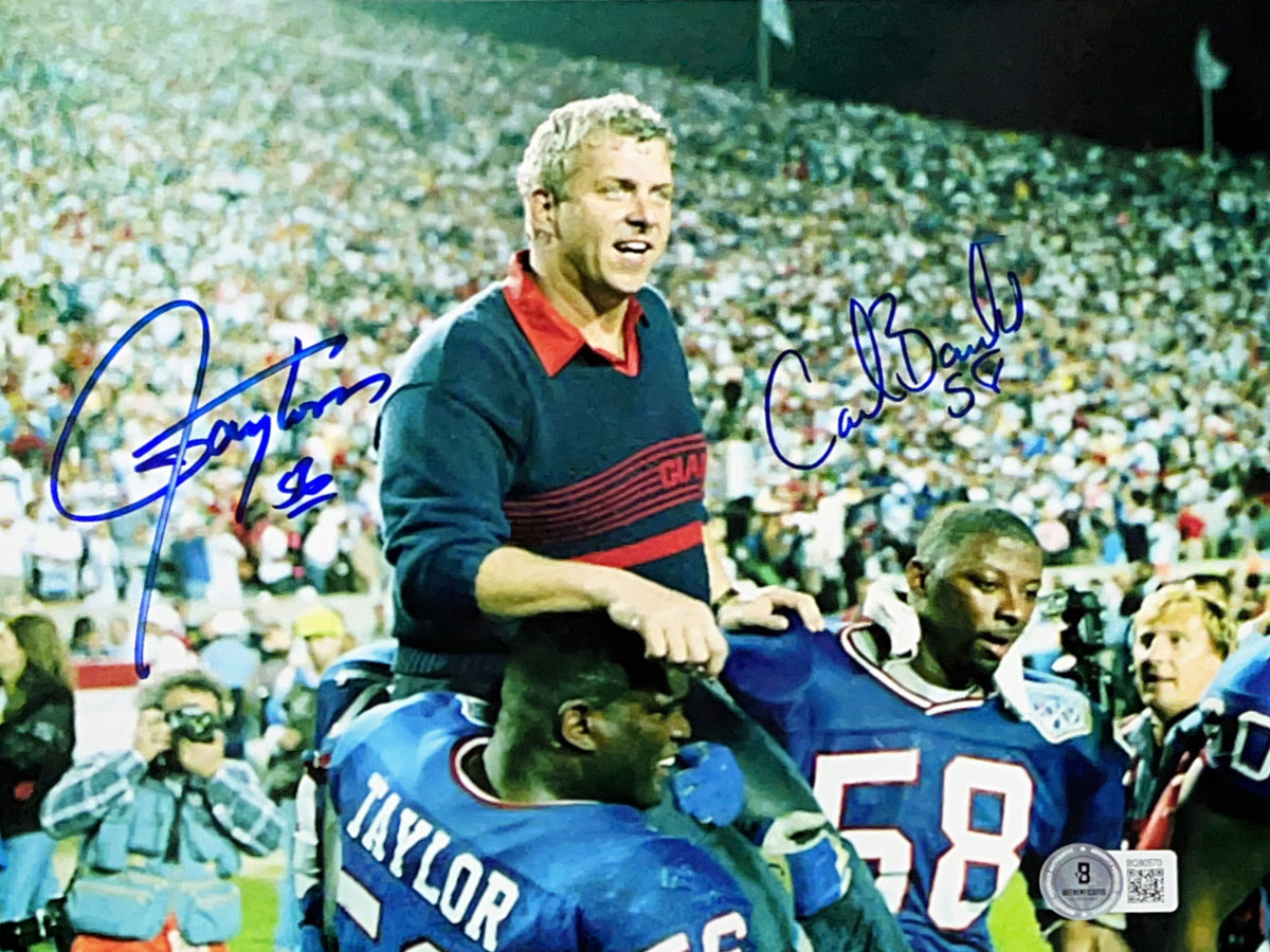 Lawrence Taylor & Carl Banks Autographed New York Giants Hoisting Parcells 8x10 Beckett product image 1, provided for visual