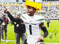 Sauce Gardner Autographed New York Jets Cheese Head Point 11x14 Beckett product image 1, provided for visual reference and