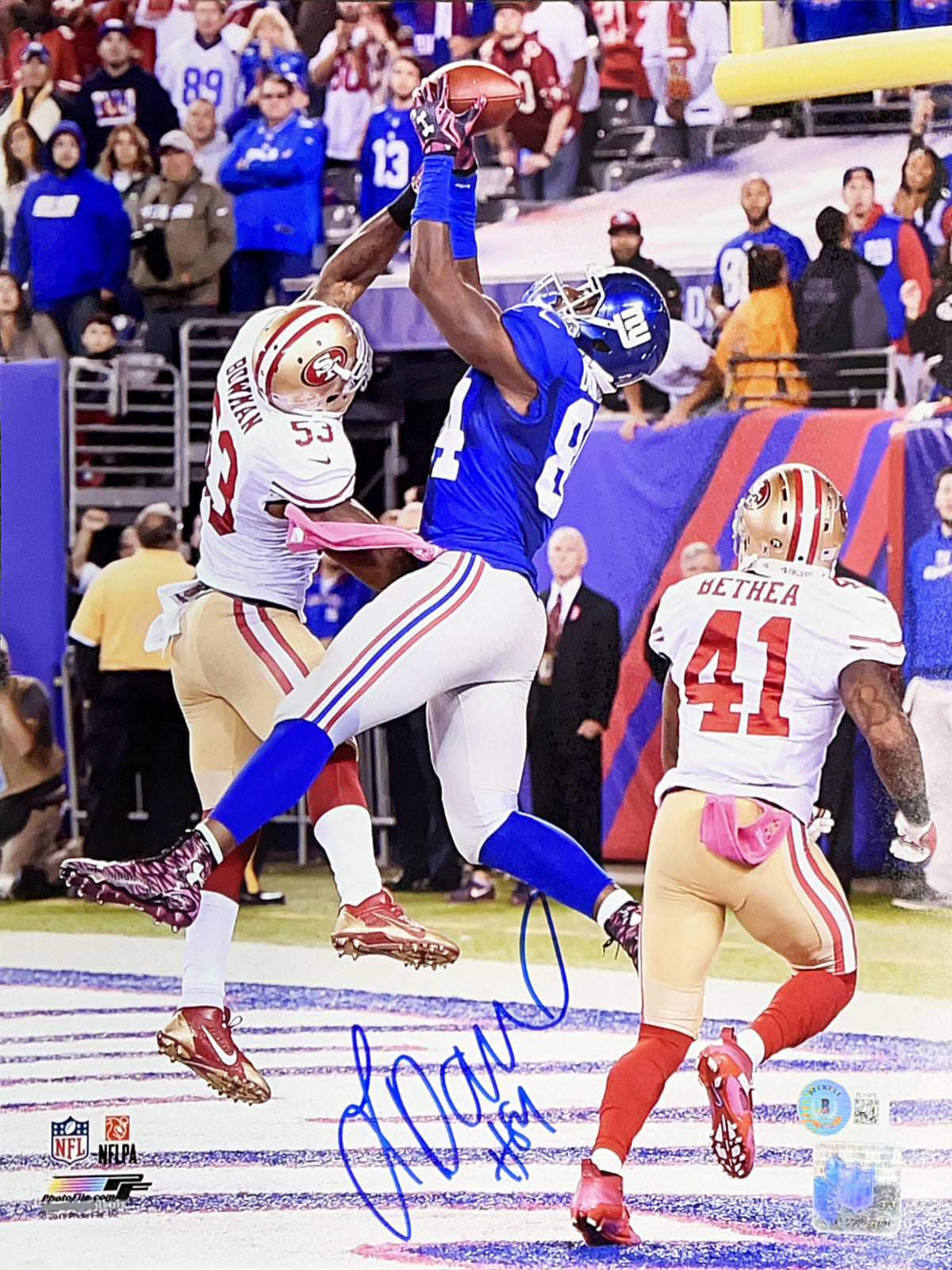 Larry Donnell Autographed New York Giants End Zone 11X14 Beckett product image 1, provided for visual reference and product