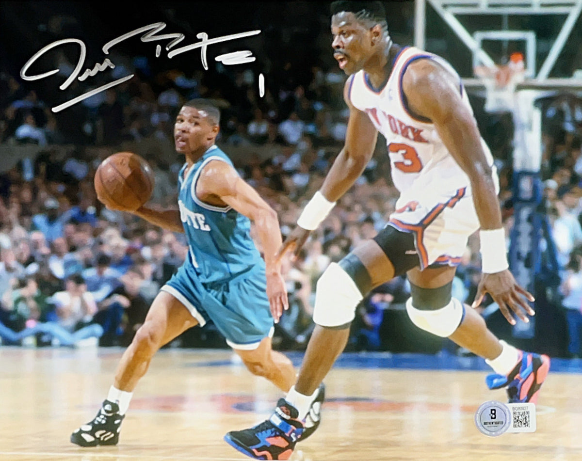 Muggsy Bogues Autographed Charlotte Hornets Against Ewing 8x10 Beckett product image 1, provided for visual reference and