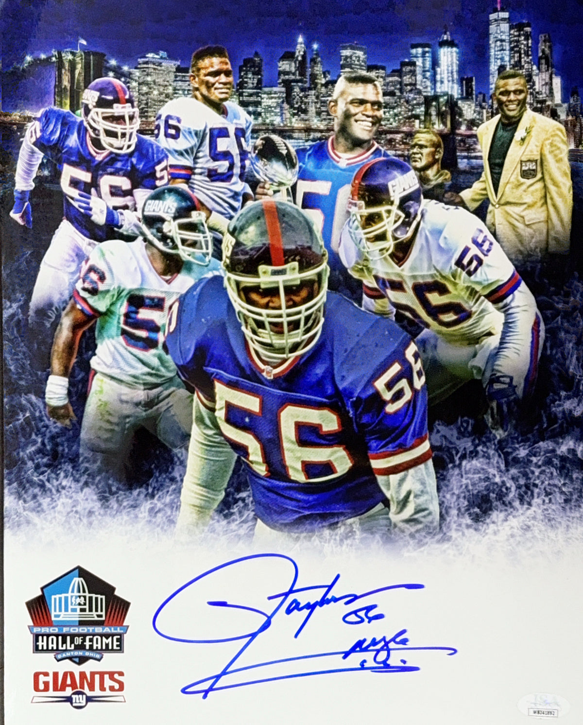 Lawrence Taylor Autographed New York Giants Hall of Fame Collage 11x14 JSA product image 1, provided for visual reference