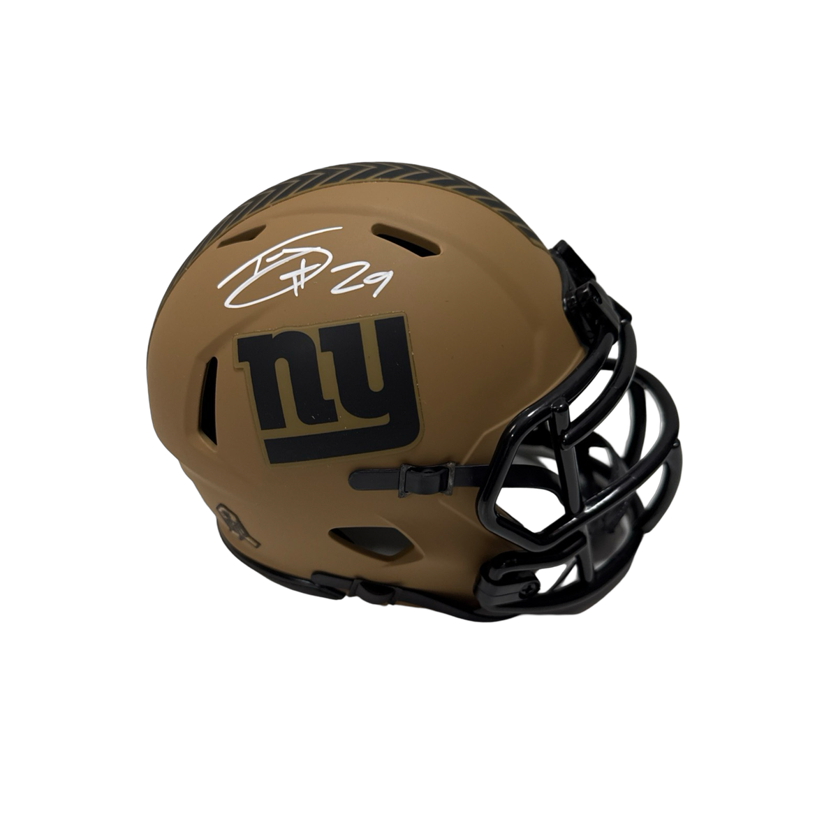 Tyrone Tracy Autographed New York Giants Mocha Salute To Service Mini Helmet JSA product image 1, provided for visual