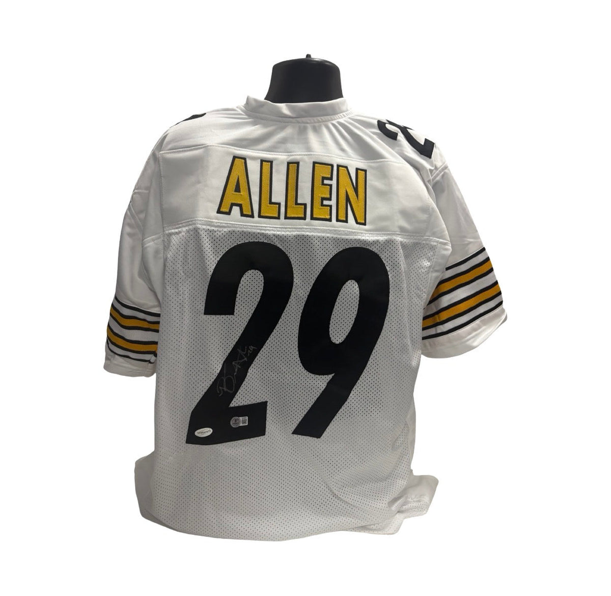 Brian Allen White Pittsburgh Steelers Autographed Jersey Beckett BAS product image 1, provided for visual reference and