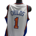 Chris Childs White NY Knicks Autographed Jersey BAS product image 1, provided for visual reference and product detail review