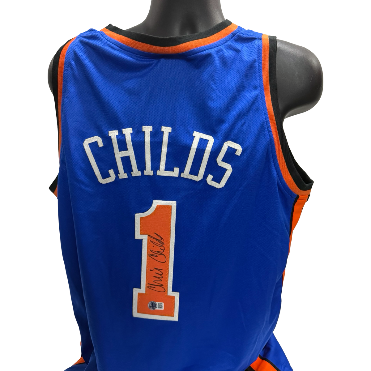 Chris Childs Blue NY Knicks Autographed Jersey BAS product image 1, provided for visual reference and product detail review