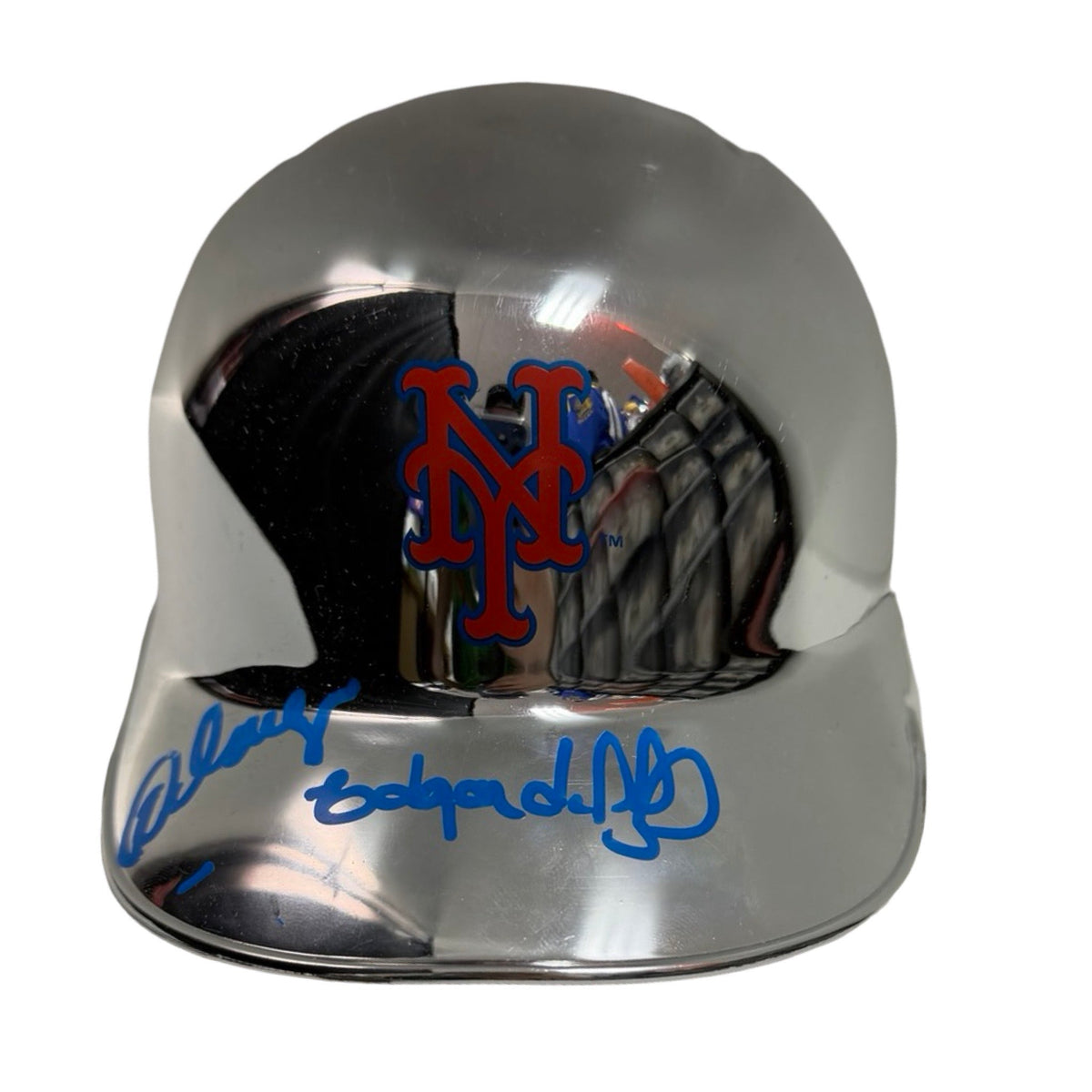 Edgar Alfonzo And Rey Ordonez Autographed New York Mets Mini Batting Helmet Chrome JSA product image 1, provided for visual