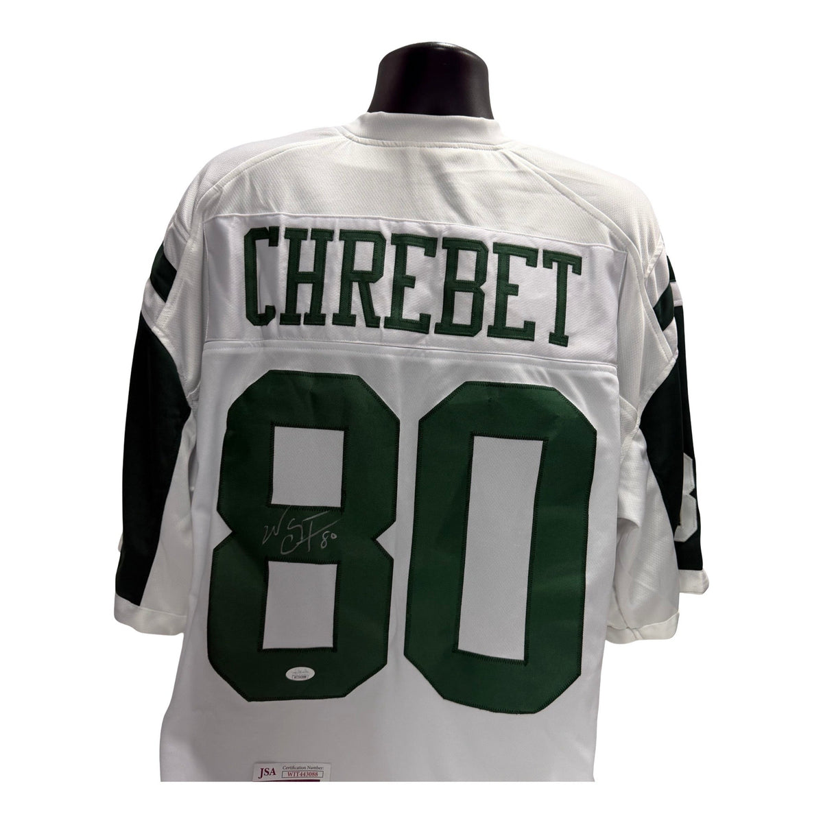 Wayne Chrebet Autographed New York Jets White Jersey JSA product image 1, provided for visual reference and product detail