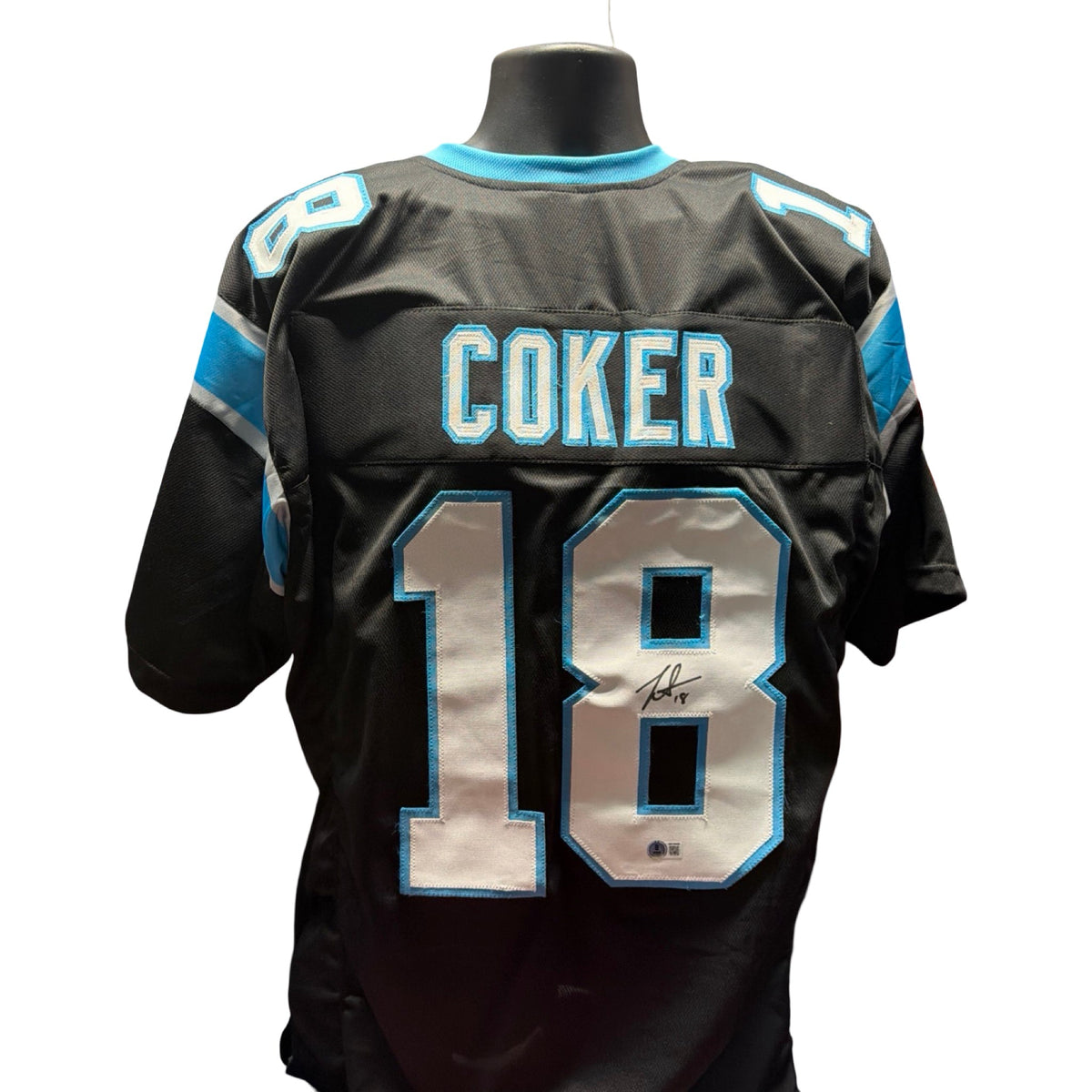 Jalen Coker Signed Black Jersey Carolina Panthers Autographed Beckett BAS COA (Copy) product image 1, provided for visual
