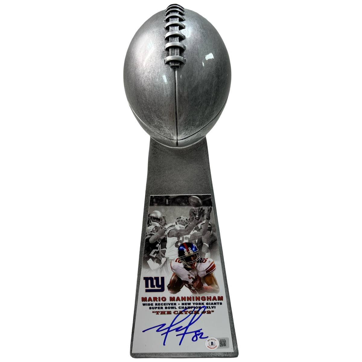 Mario Manningham Autographed New York Giants Super Bowl Replica Trophy Beckett product image 1, provided for visual
