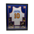 Walt Clyde Frazier Autographed New York Knicks White Jersey Steiner CX - Framed product image 1, provided for visual